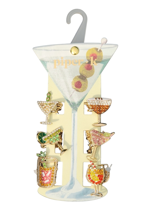 Piper K Accessories - Piper K Cocktail Drinks Rhinestone Hair Clip Set Of Six